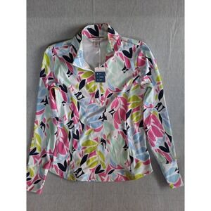 Tommy Bahama Golf Women Large Allover Print Outdoor Longsleeve Multicolor Blouse
